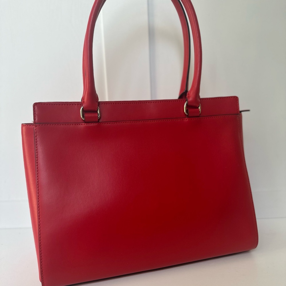 Kate Spade New York Purse Cedar Street Bow Harmony Tote Bag – Red Leather Gold - Picture 3 of 8
